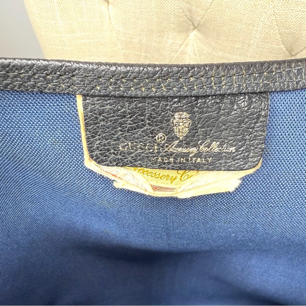 Gucci authentic navy grey monogram coated canvas tote bag ribbon handles - Picture 16 of 16